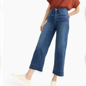 J. CREW Point Sur Womens Wide Leg High Waiste Crop Jeans Size 28 Indigo Blue